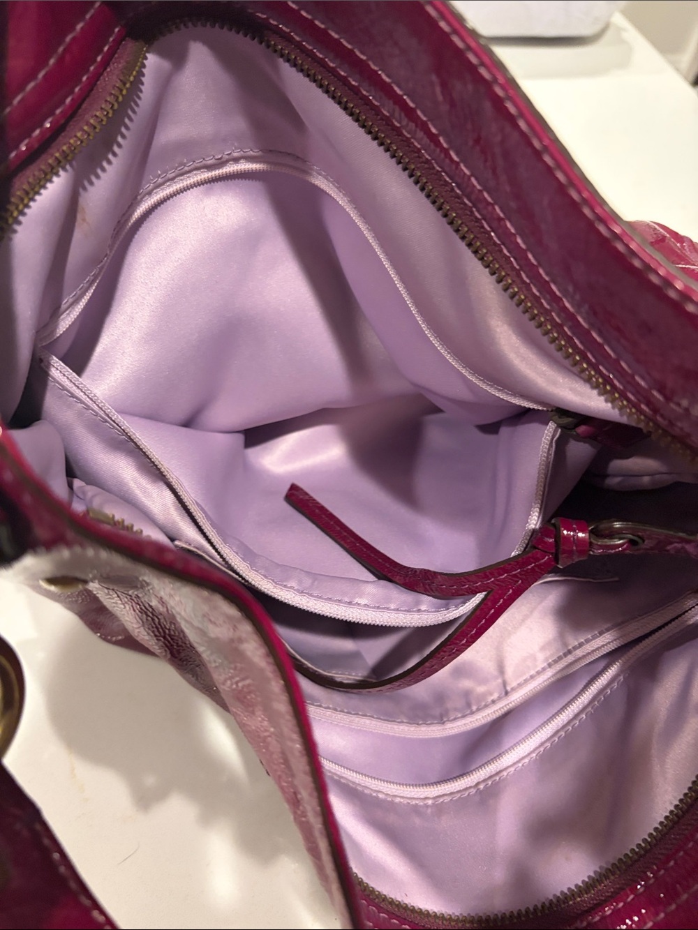 Coach Zoe Patent Leather Shoulder Bag - Wildberry - Picture 10 of 11
